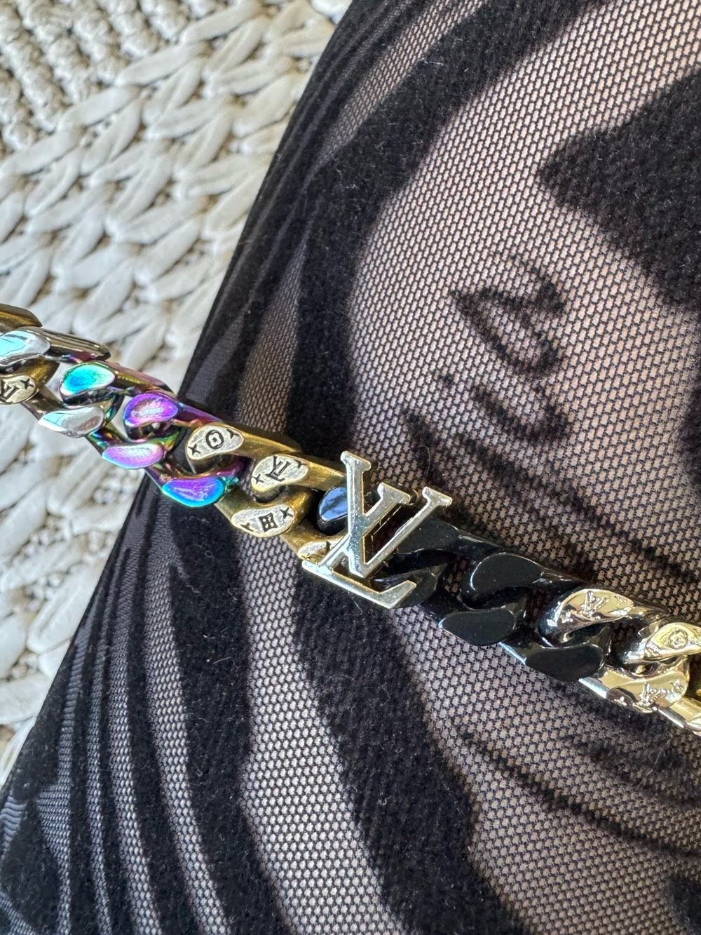 Designer Multicolor and Gold Chain Bracelet with Signature Logo